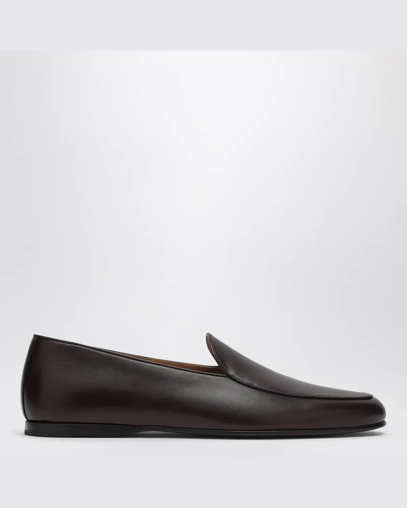 Loro Piana Anton Walk Loafer aus kaffeefarbenem Leder Schwarz