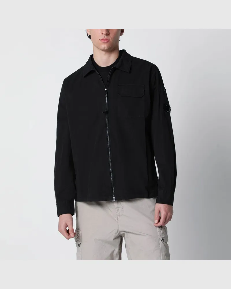 C.P. Company Schwarzes Overshirt aus Baumwolle Schwarz