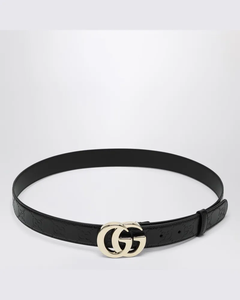 Gucci Schwarzer Gürtel GG Milano aus Leder Schwarz