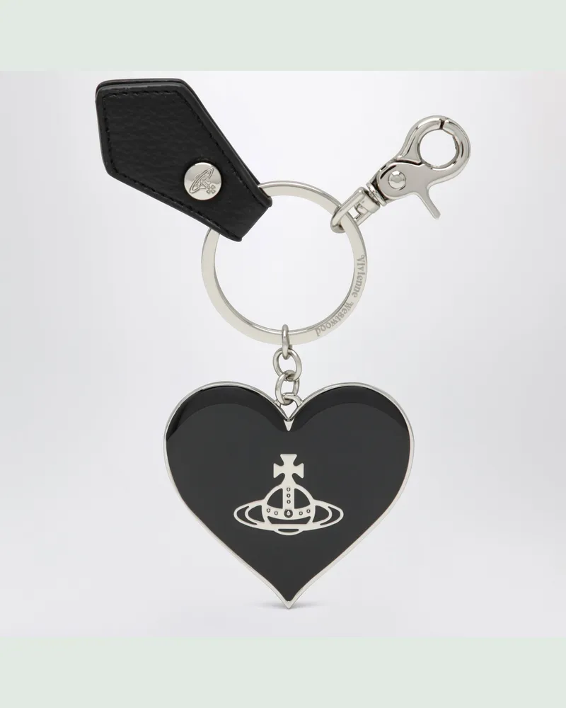 Vivienne Westwood Schlüsselanhänger Mirror Heart Orb aus Eisen, schwarz Black