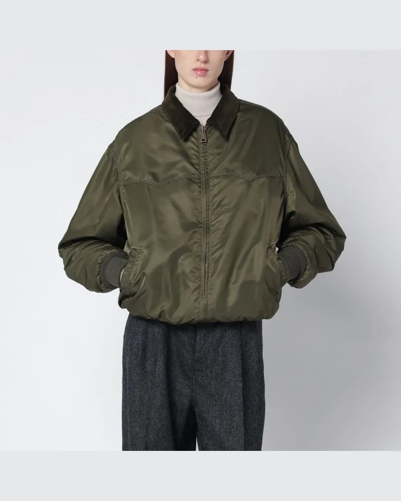 Maison Margiela Khakigrüne wattierte Bomberjacke aus Nylon Braun