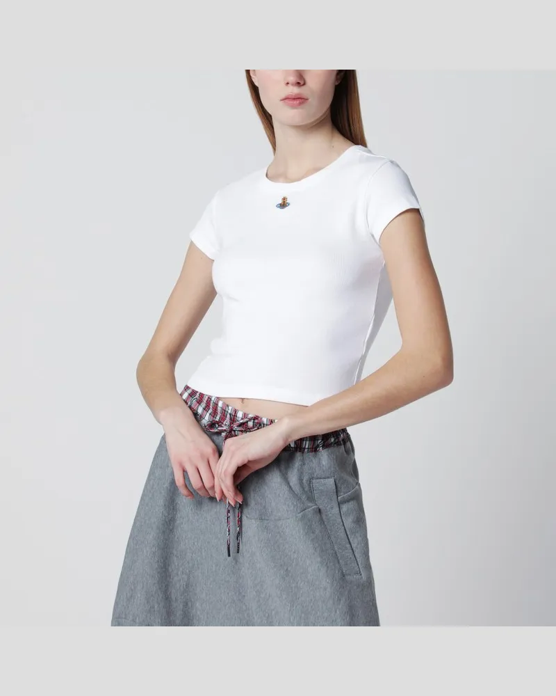 Vivienne Westwood Weißes Crop-T-Shirt mit Orb-Logo Weiß