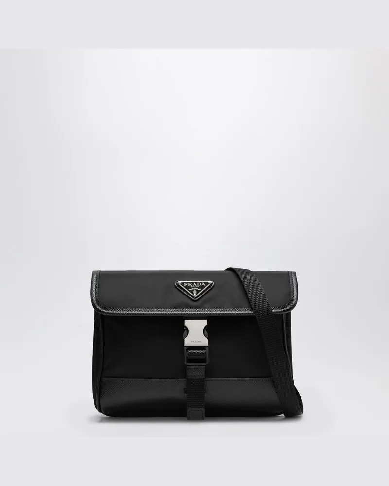 Prada Handyhalter aus Re-Nylon und schwarzem Saffiano Schwarz