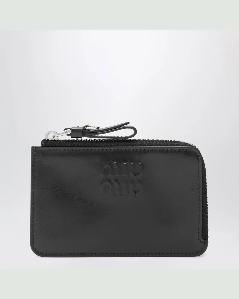 Miu Miu Black zip card holder in calfskin leather Black
