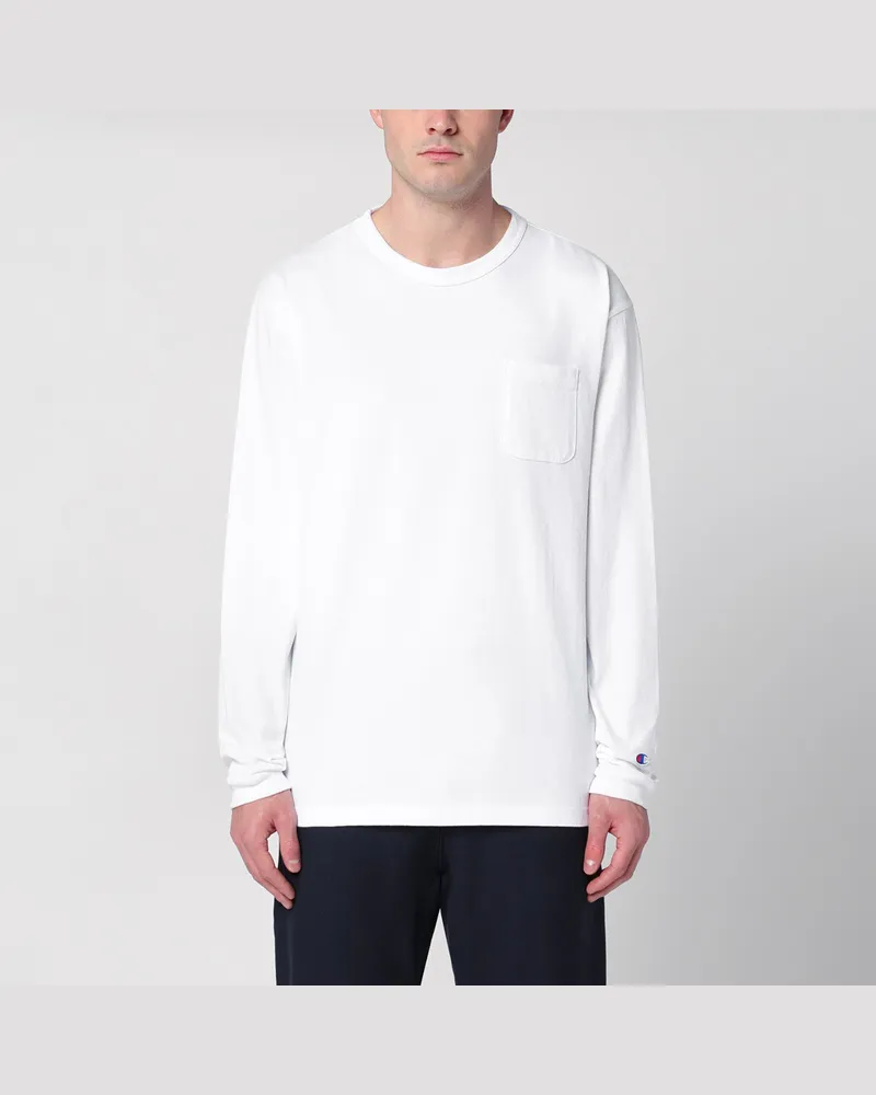 Champion Weißes langärmeliges T-Shirt White