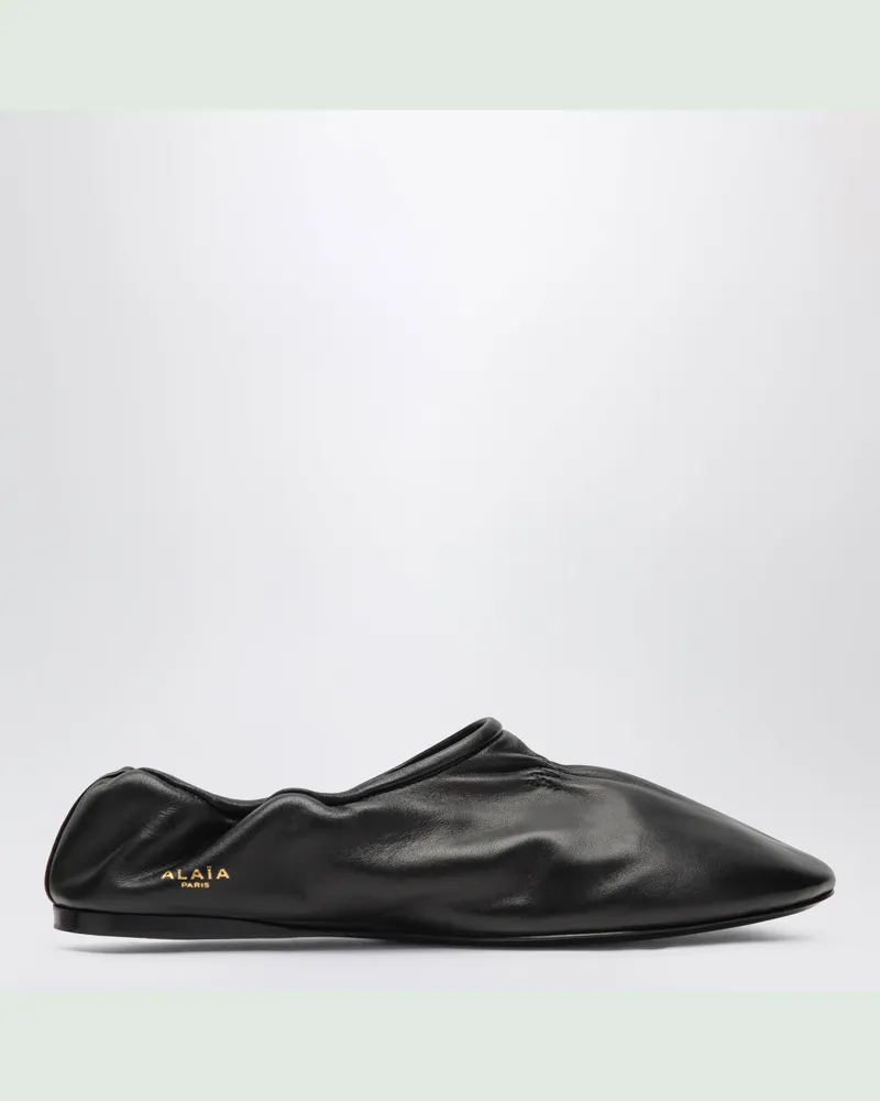Alaïa Weiche Slipper aus schwarzem Leder Black