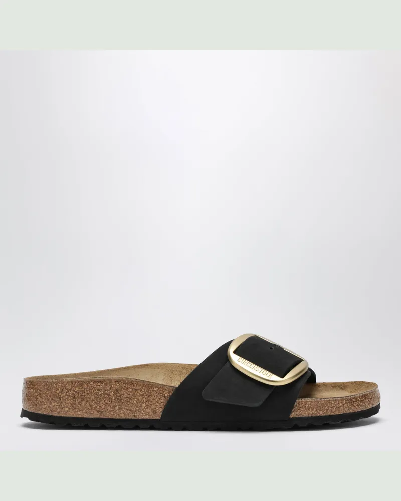 Birkenstock Madrid Big Buckle Slides schwarz aus Nubukleder Black