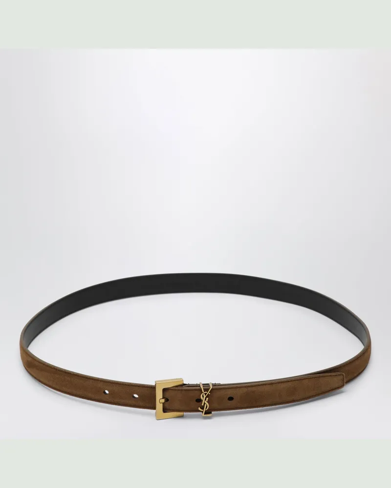 Saint Laurent Cassandre Karamell-Wildledergürtel Brown