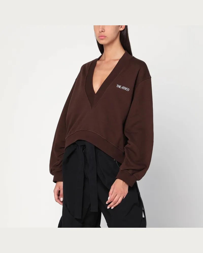 ATTICO Braunes Baumwoll-Sweatshirt mit Logo Braun