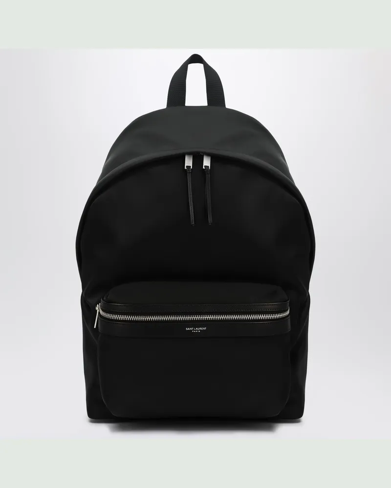 Saint Laurent Schwarzer Leder- und Nylon-Rucksack Black