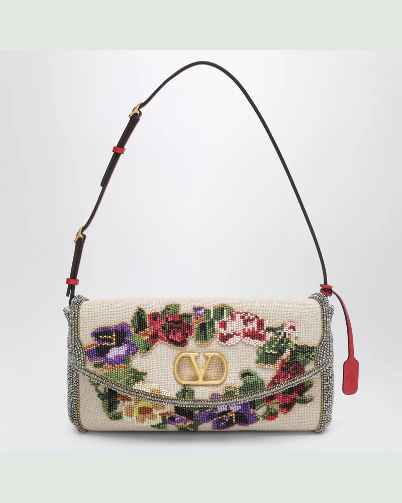 Valentino Garavani Kleine Devain Schultertasche mit floraler Perlenstickerei Multicolor
