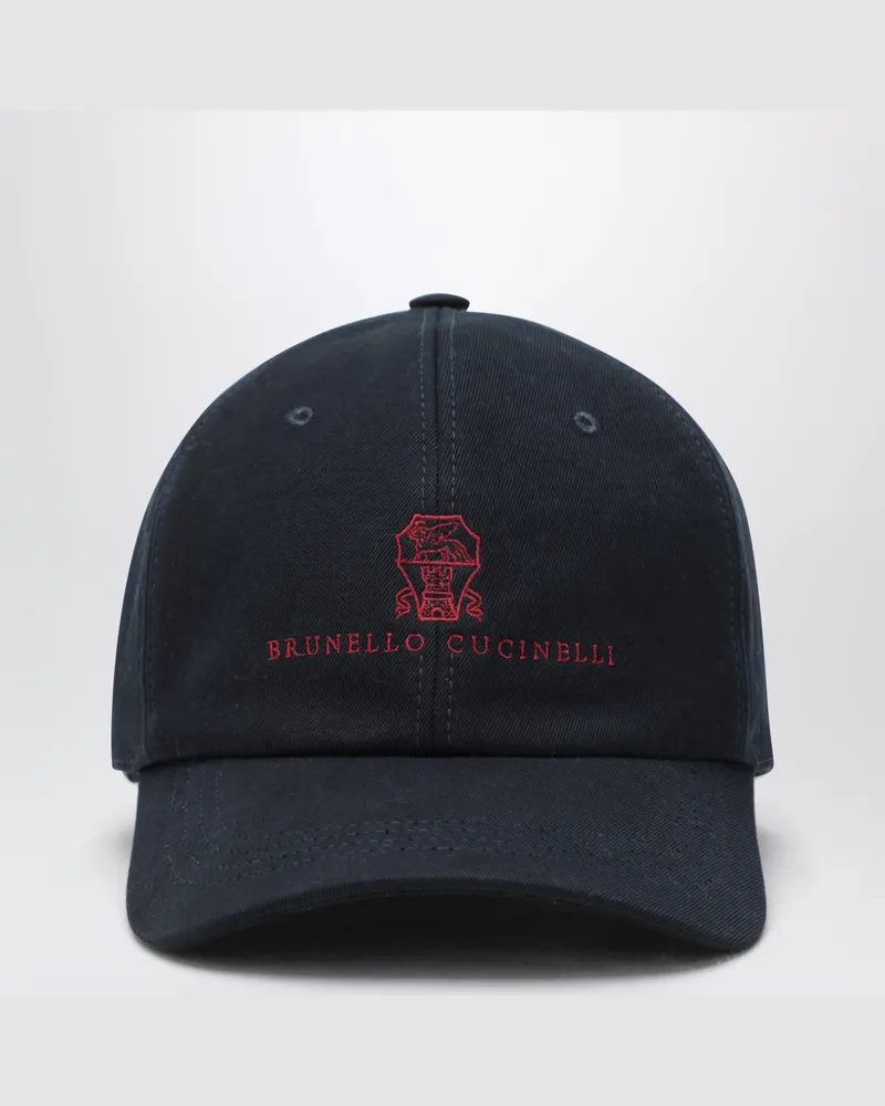 Brunello Cucinelli Baseballkappe in Navyblau aus Baumwolle Blue