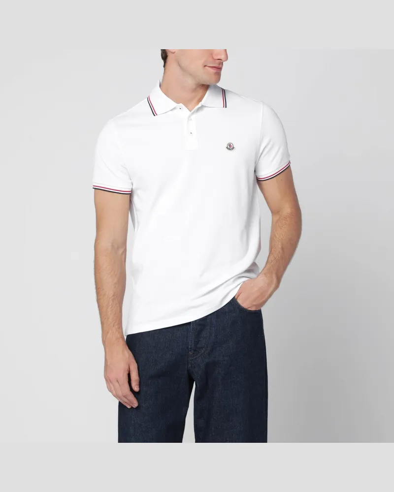 Moncler Weißes Kurzarm-Poloshirt Weiß