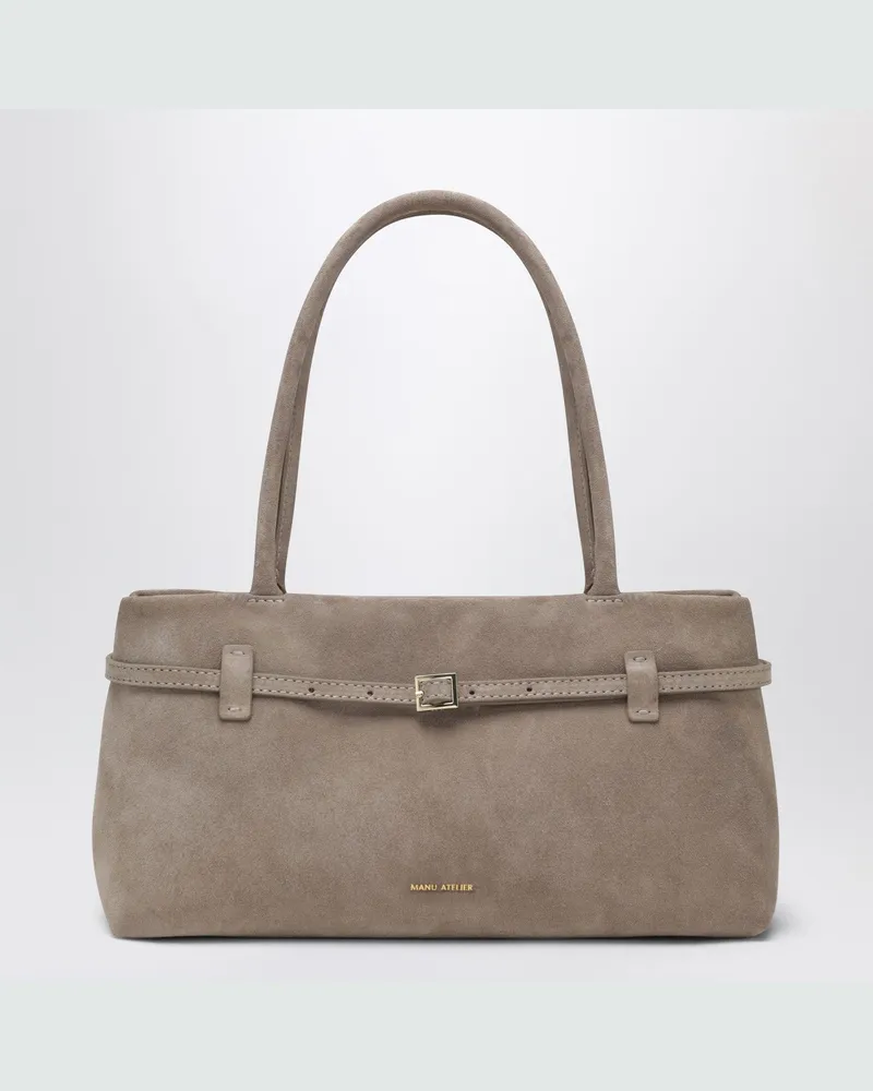 Manu Atelier Le Cambon East West Sughero Tasche aus Wildleder Brown