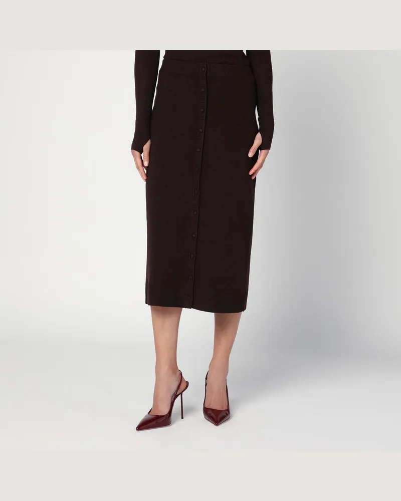Victoria Beckham Brauner Midirock aus Wollmischung Brown