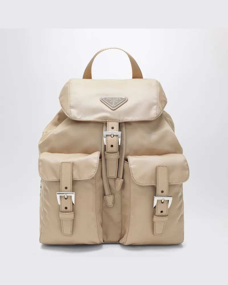 Prada Kleiner Re-Edition-1978-Rucksack aus Re-Nylon in Beige Beige
