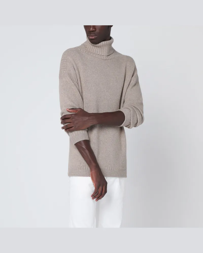 Loro Piana Greige Rollkragenpullover aus Kaschmir Grey