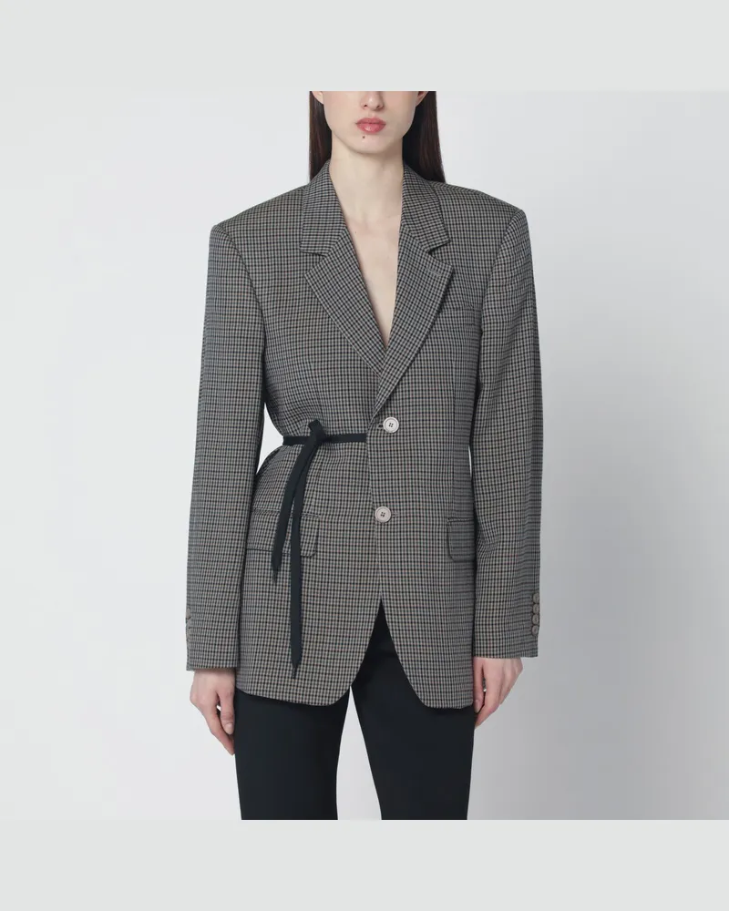 Balenciaga Jacke mit Vichy-Muster und seitlichem Schnürdetail Green