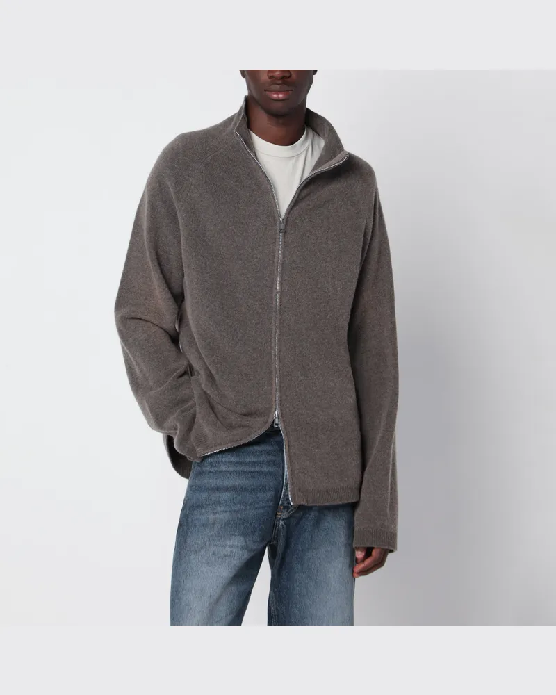 Our Legacy Brown Line Zip Cardigan aus Merinowolle Brown