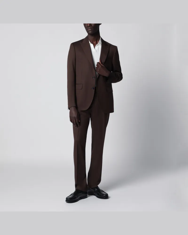 Tagliatore Einreihiger brauner Wollanzug Brown