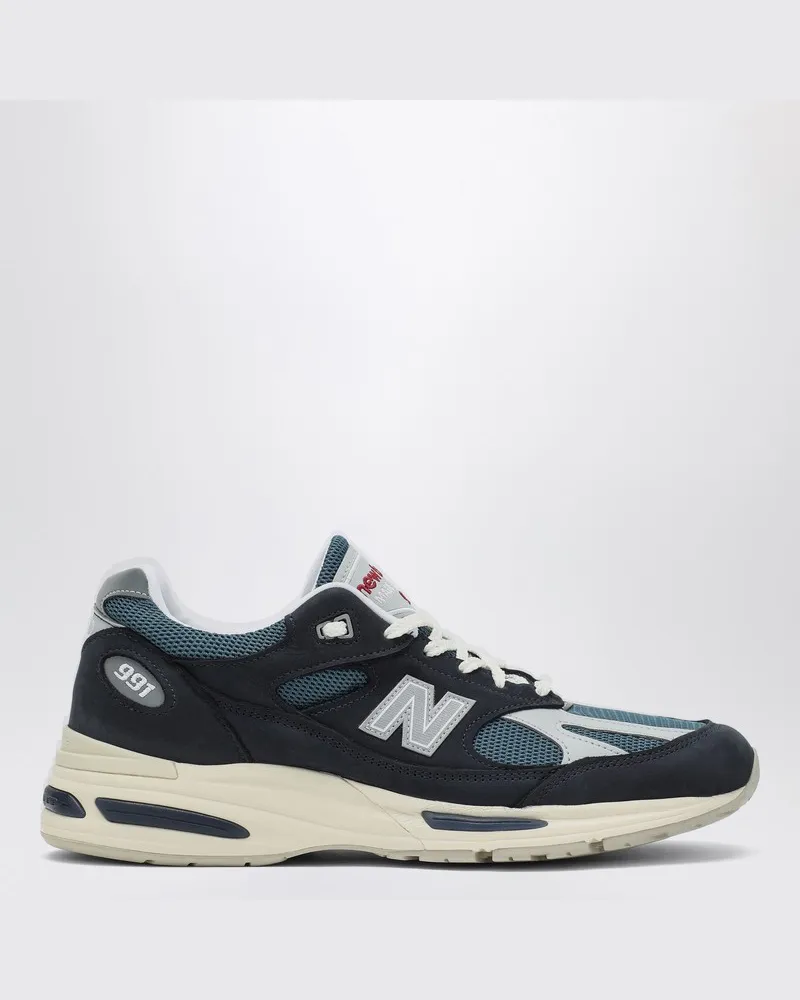 New Balance Marineblaue/weiße Sneaker Made in UK 991v2 Blau