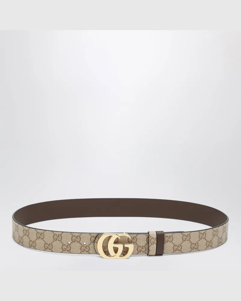 Gucci Wendegürtel Cut GG Marmont in Sand/Dunkelbraun Beige