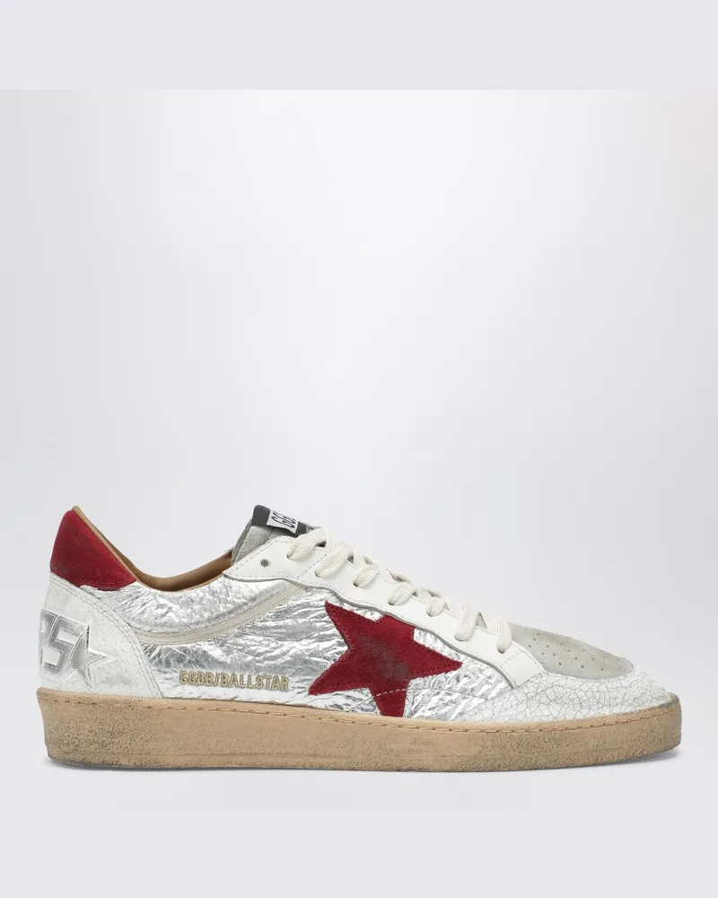 Golden Goose Ball Star Sneaker in Silber/Rot Metallisch