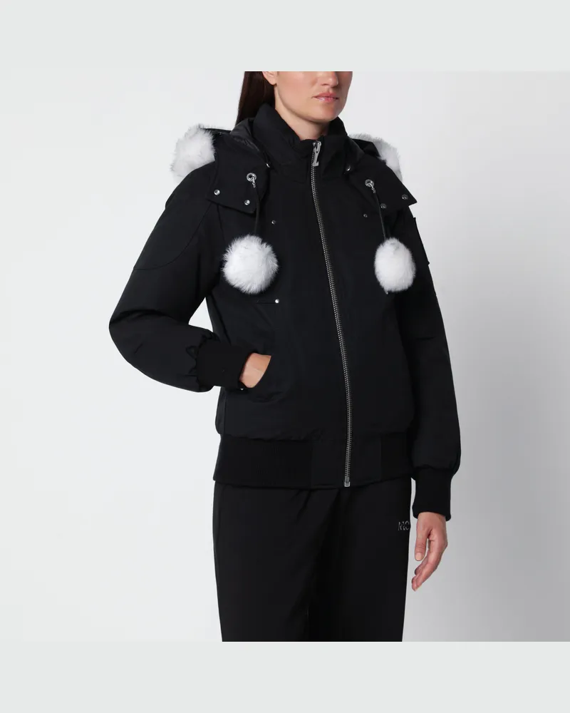 Moose Knuckles Original Debbie Bomberjacke aus schwarzer Baumwolle Black