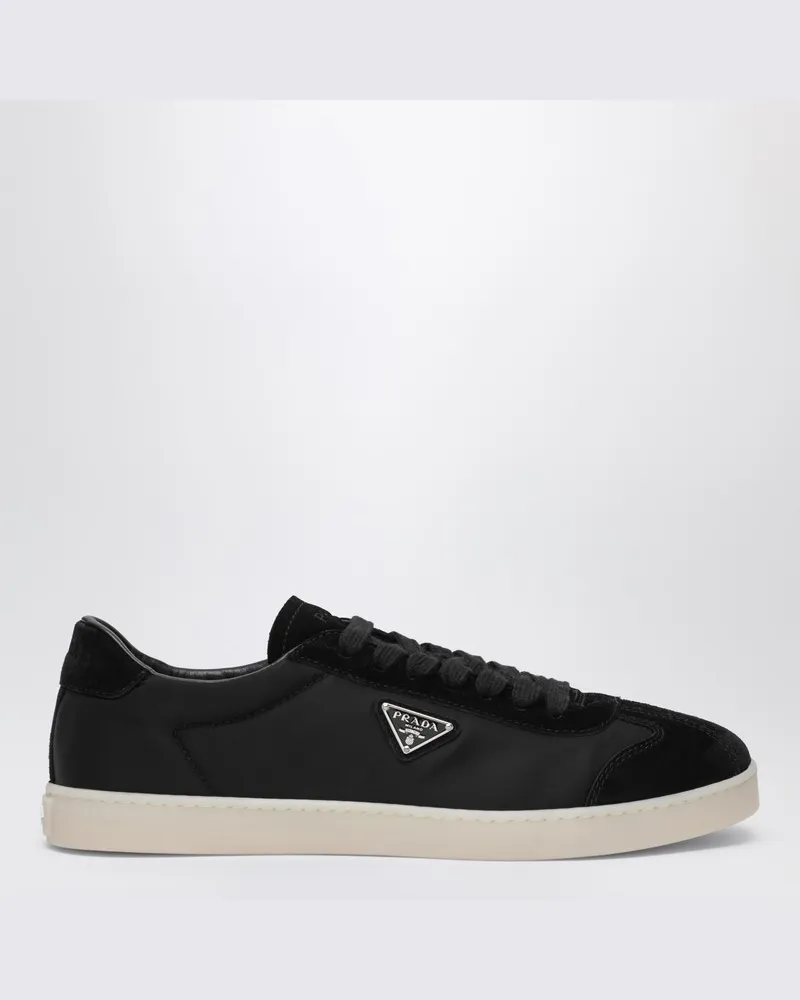 Prada Schwarze Sneaker aus Stoff und Wildleder Schwarz