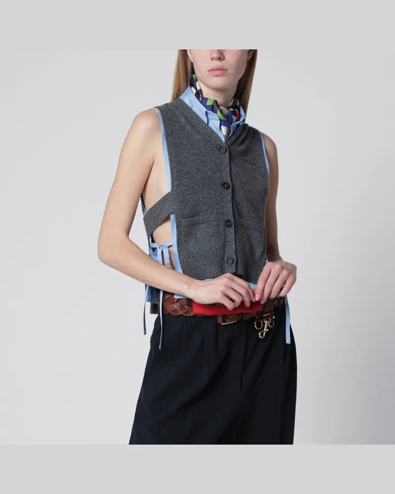 Miu Miu Ärmelloser Cardigan in Schiefergrau aus Kaschmir Grey