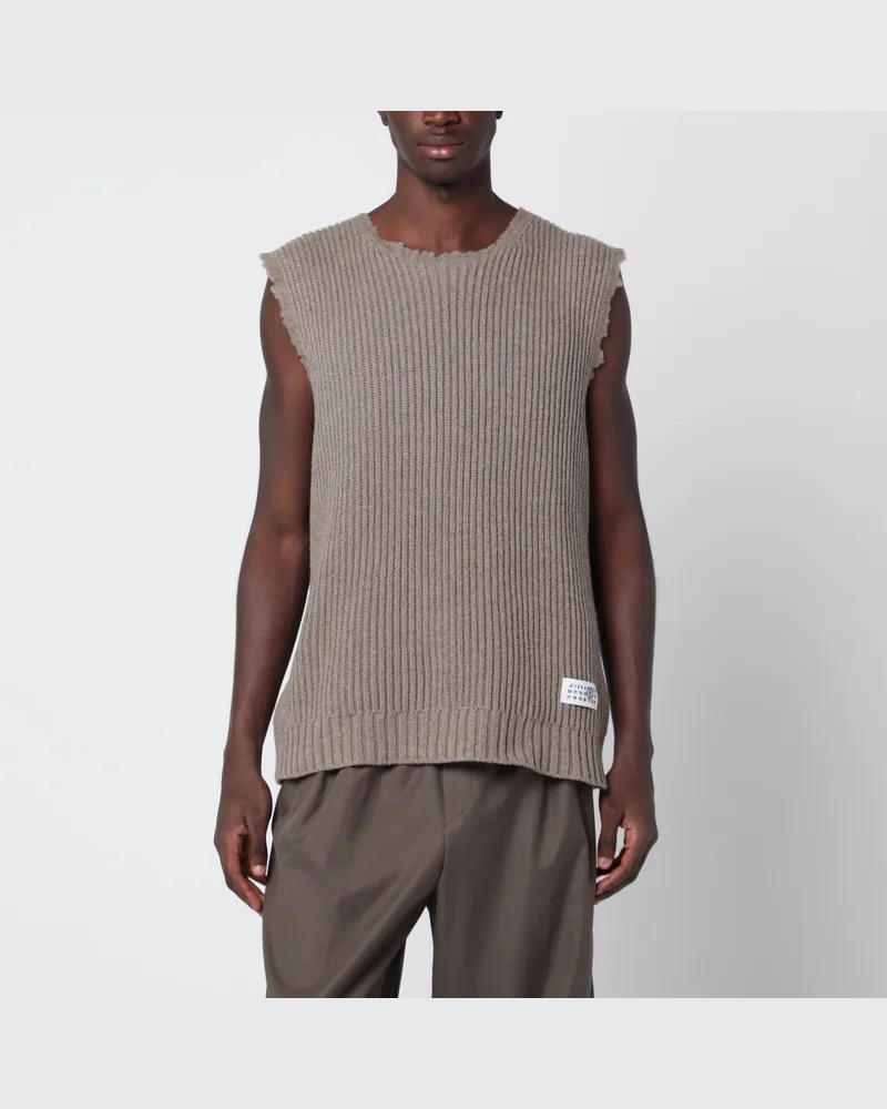 Maison Margiela Beige gerippte Weste aus Wollmischung Beige