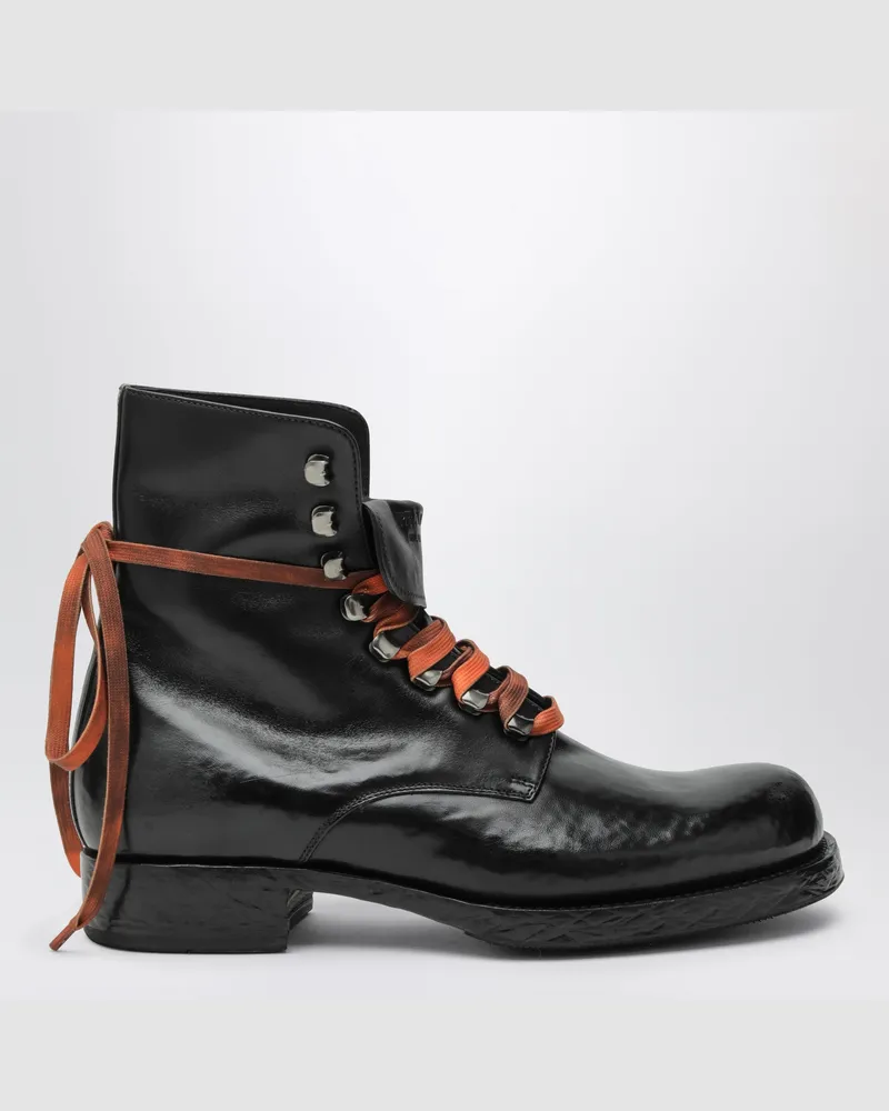 Prada Schwarze Schnürstiefeletten aus Leder Black