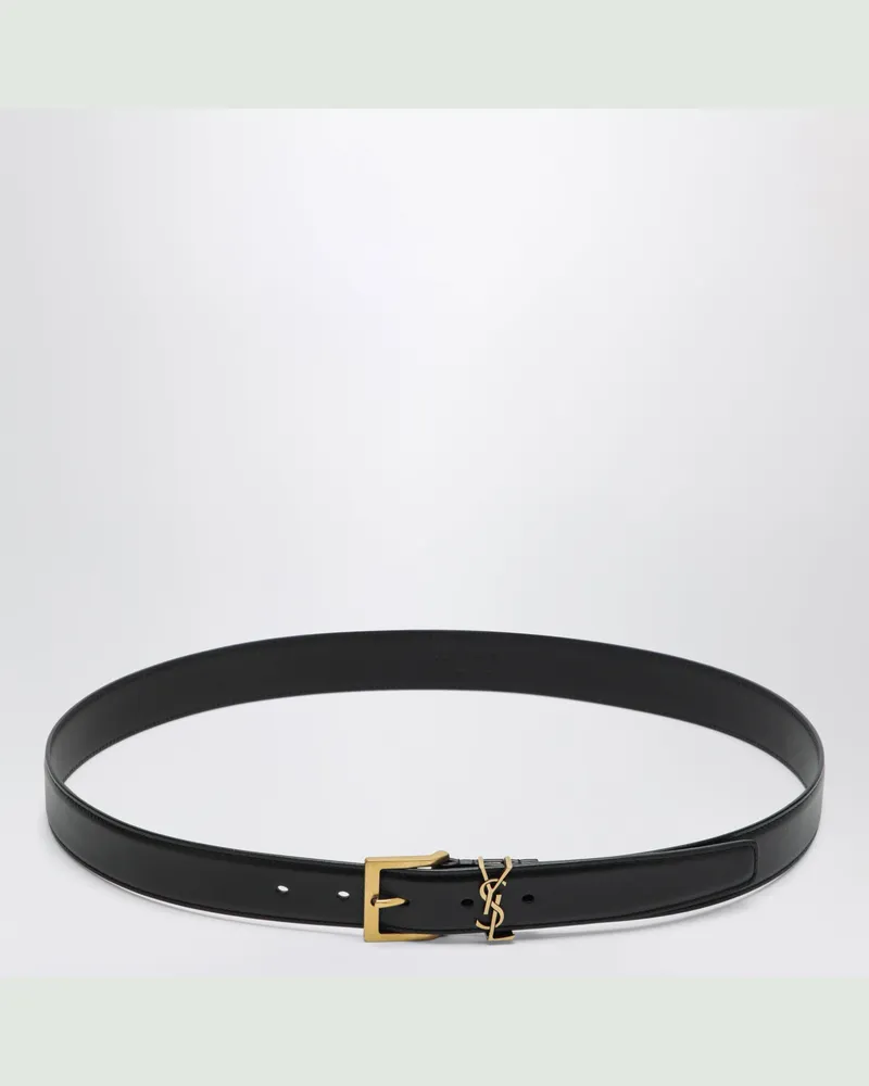 Saint Laurent Cassandre Vadim schwarzer Gürtel aus Kalbsleder Black