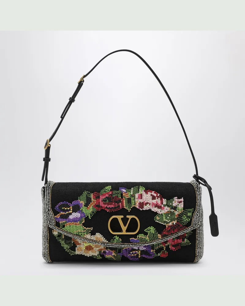 Valentino Garavani Kleine Devain Schultertasche mit floraler Perlenstickerei Multicolor