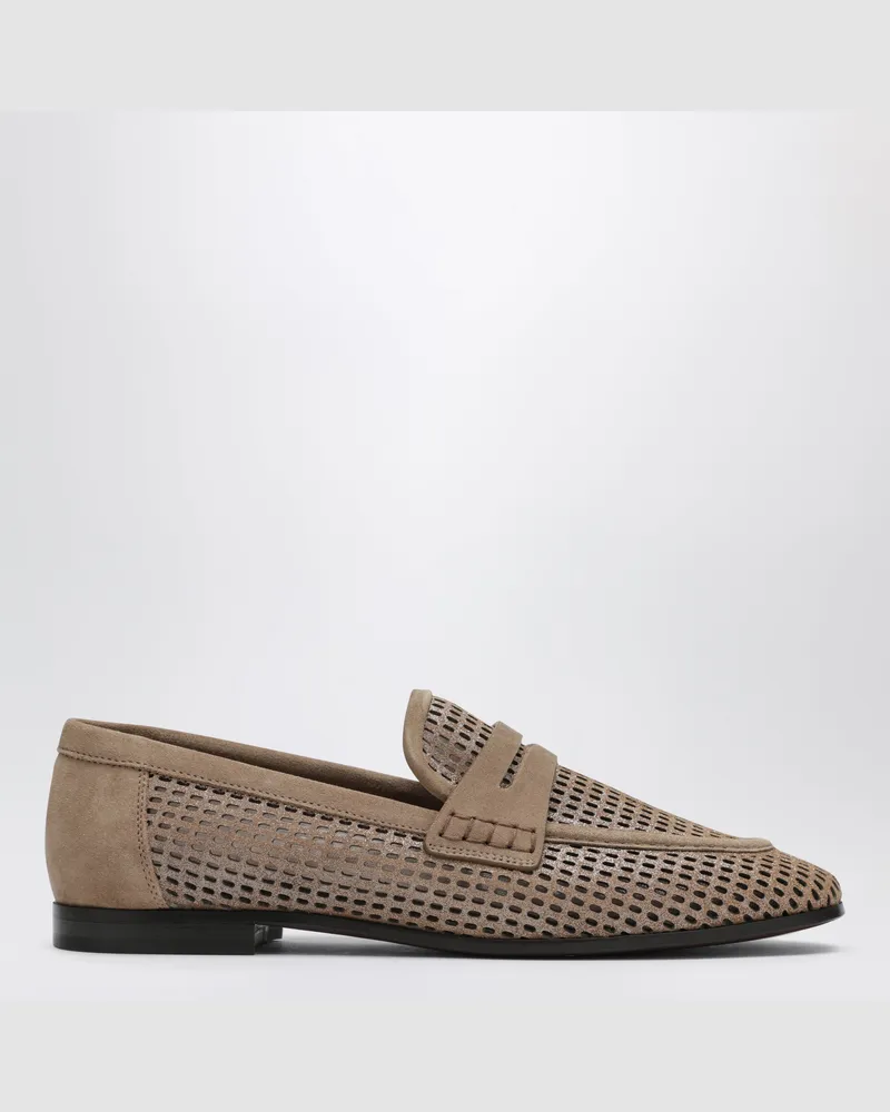 Brunello Cucinelli Braune Loafer aus Sparkling Net Leder Brown