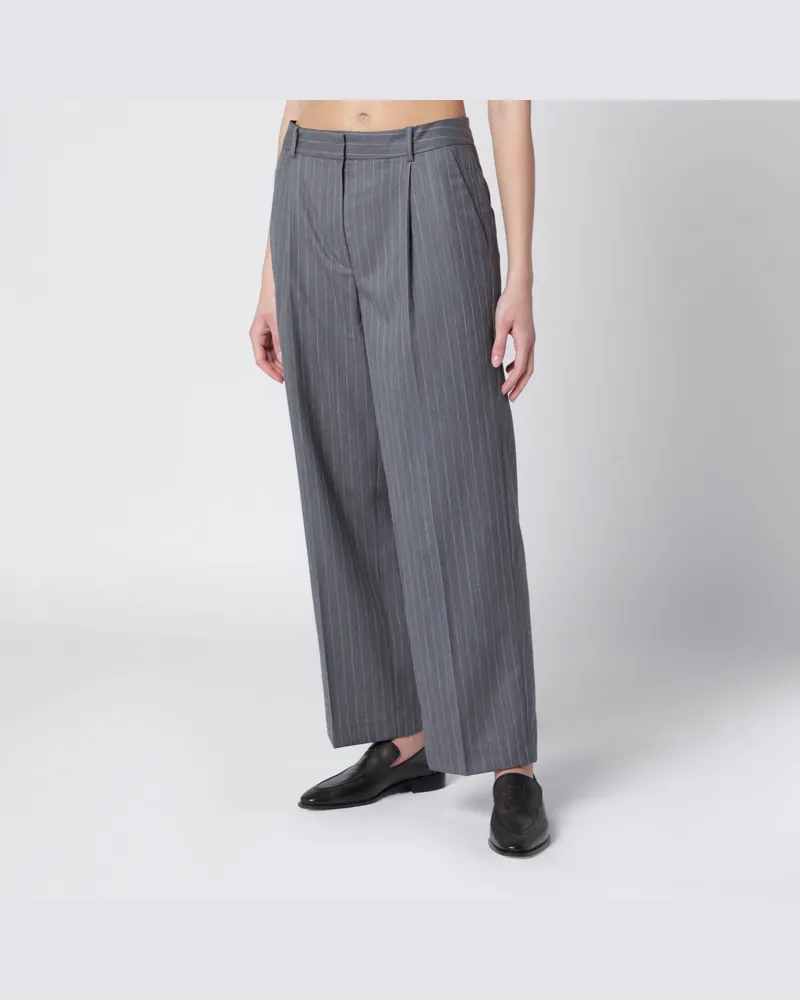 Anine Bing Trent Cropped-Hose aus hellgrauem Stoff 