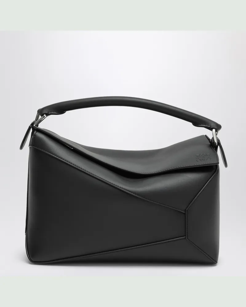 Loewe Puzzle Edge Medium Tasche aus schwarzem Kalbsleder Black