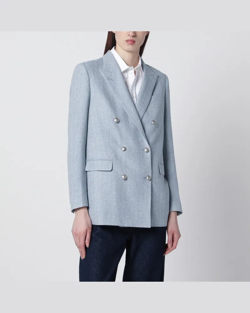 Tagliatore Hellblaue zweireihige Jacke aus Baumwollmischgewebe Light