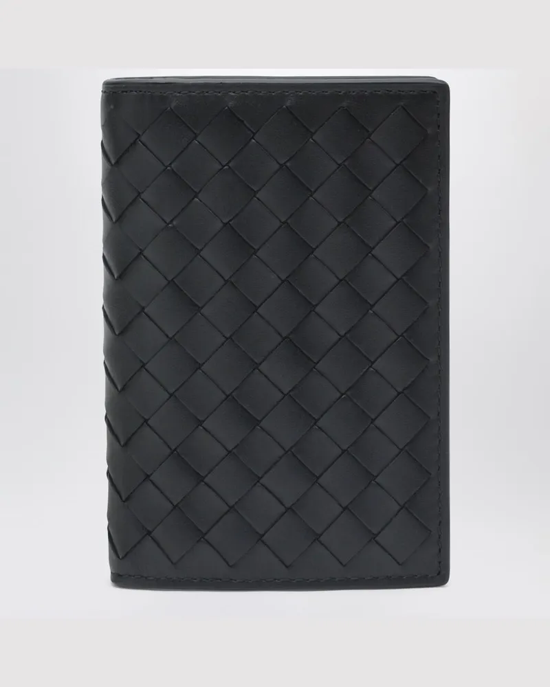 Bottega Veneta Schwarze vertikale Intrecciato Bi-Fold-Geldbörse Schwarz