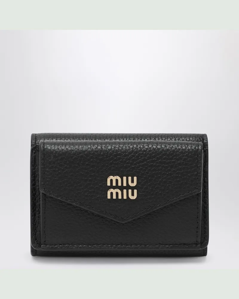 Miu Miu Kleine schwarze Ledergeldbörse Black