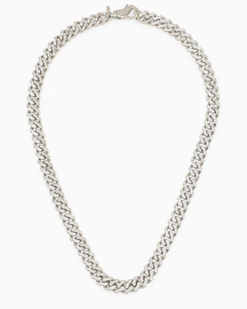 Emanuele Bicocchi Halskette mit Kettensegmenten und Kristallen aus 925er Silber Metal