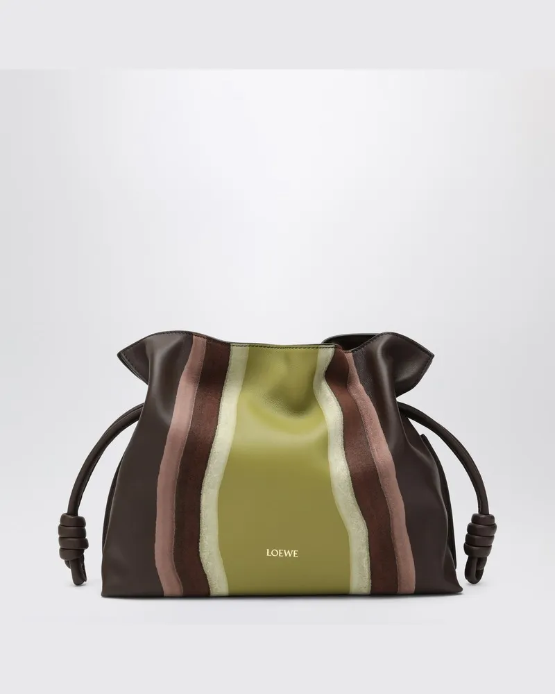 Loewe Flamenco Clutch mittelgroß in Chocolate/Light Moss Braun