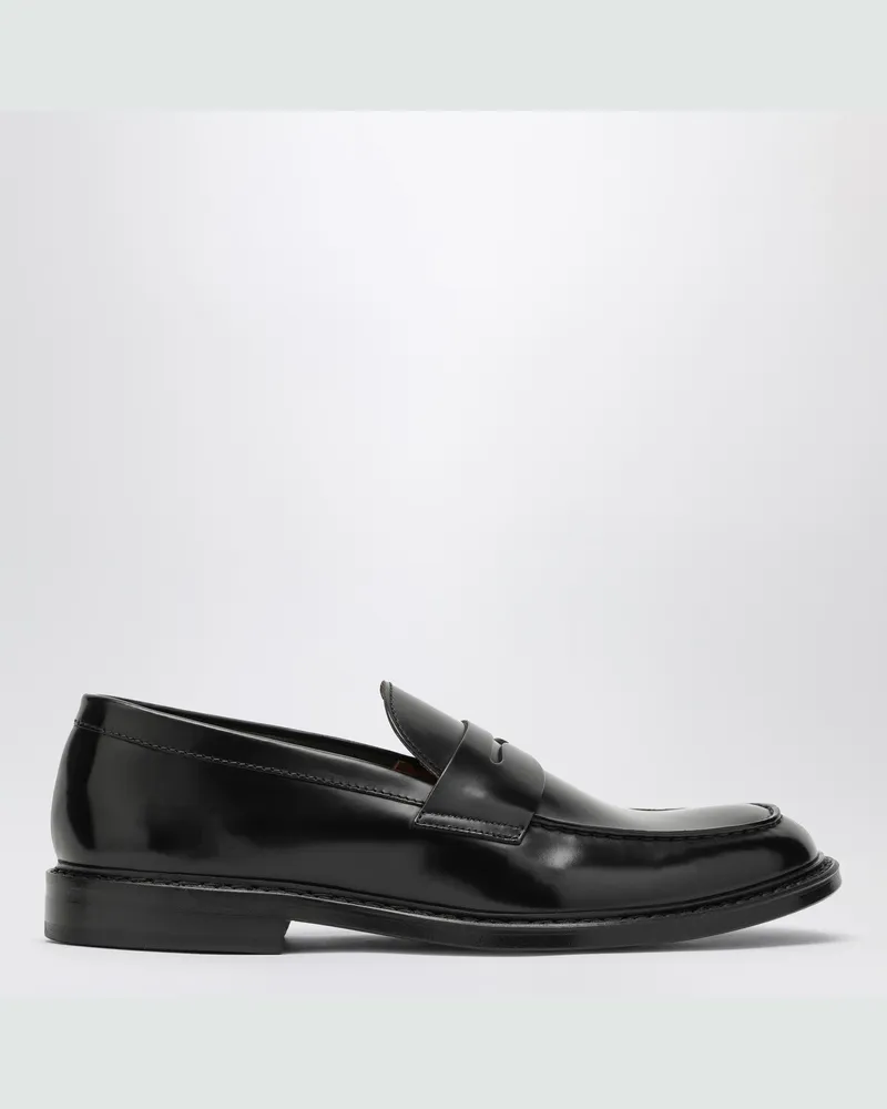 Doucal´s Klassischer Slipper aus schwarzem Leder Black