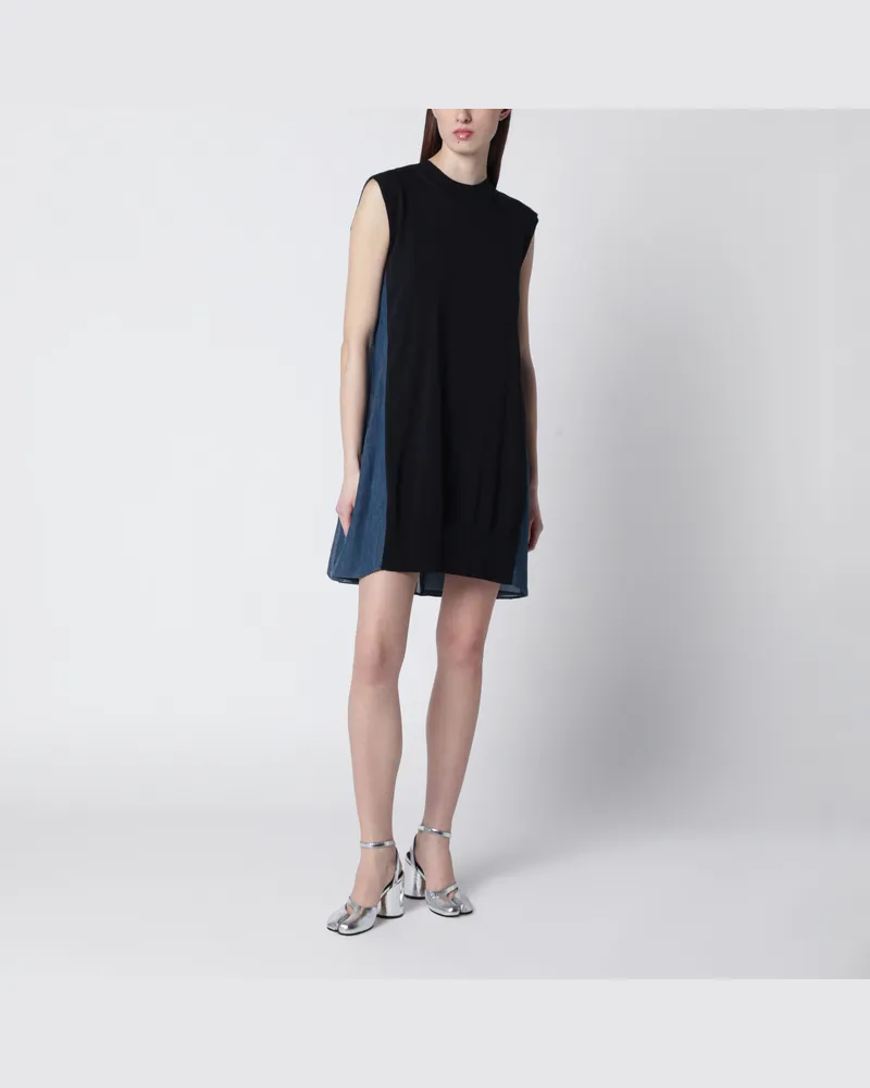Sacai Kleid aus Denim und Strick Blue