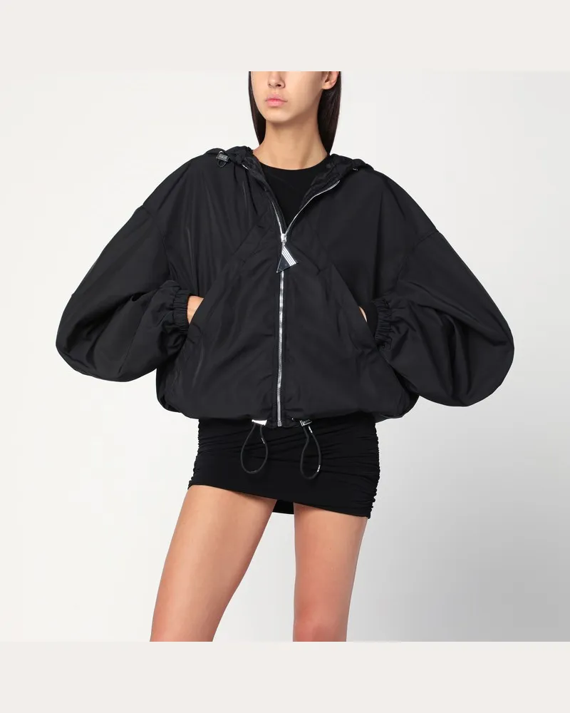 ATTICO Schwarze Bomberjacke mit Kapuze Schwarz
