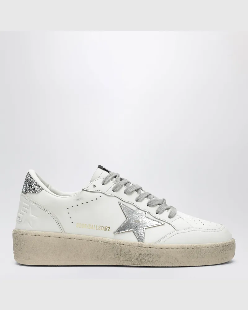 Golden Goose Ball Star Sneaker in Weiß/Silber/Platin-Glitzer White
