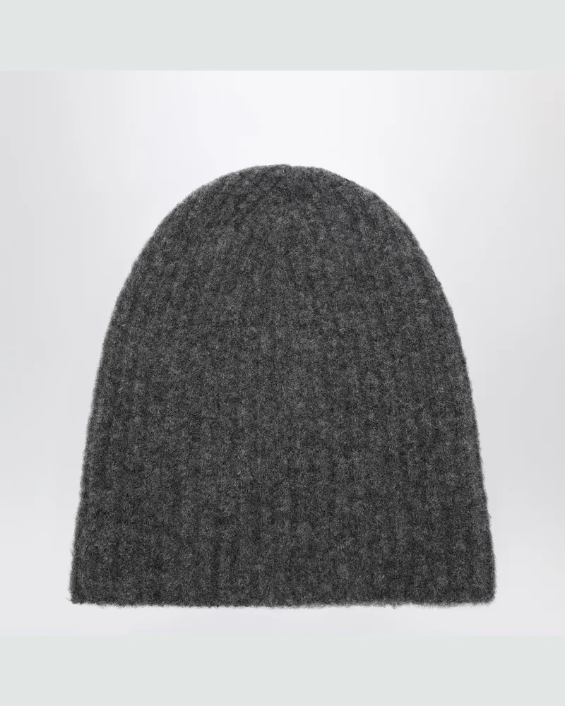 Roberto Collina Kohle Kaschmir geripptes Beanie 