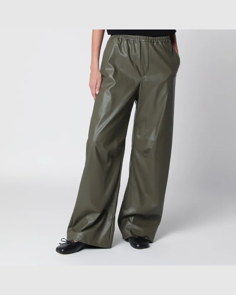 Maison Margiela Weit geschnittene Hose in Khakigrün aus Kunstleder Green