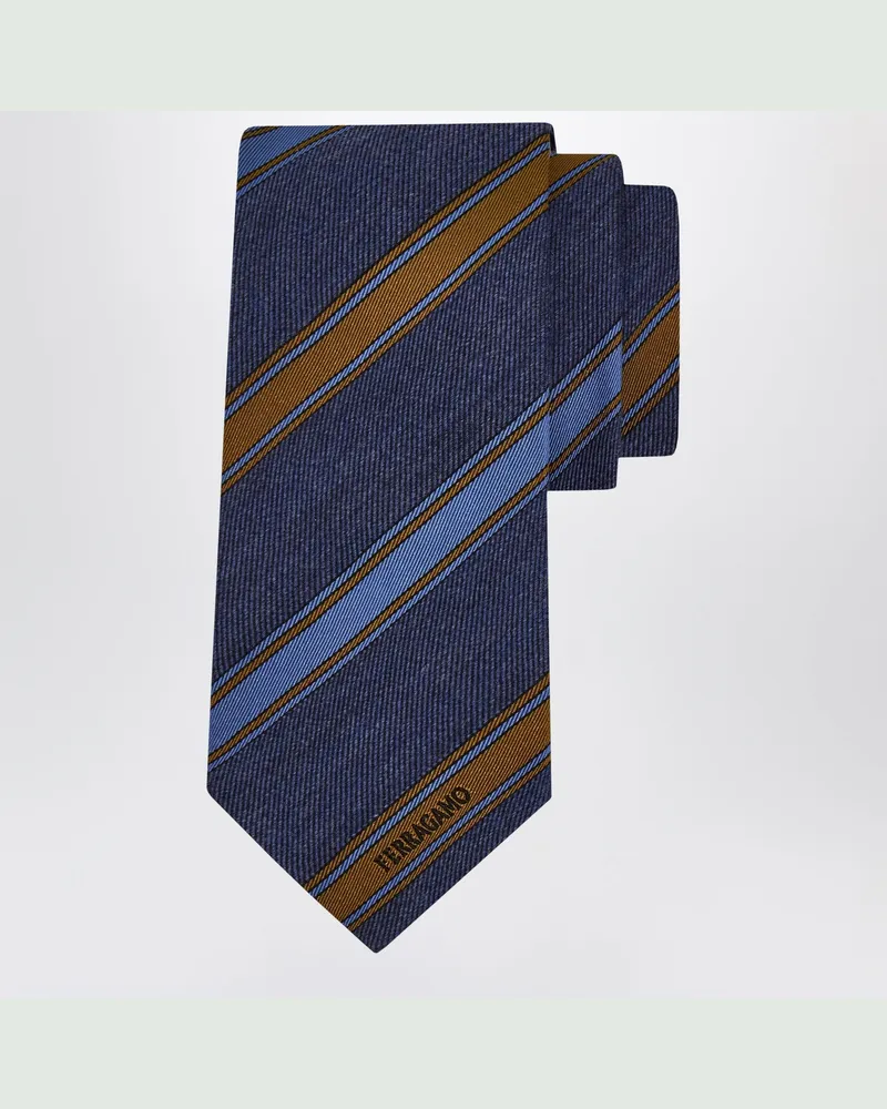 Ferragamo Regimental-Jacquard-Krawatte in Mittelblau Multicolor