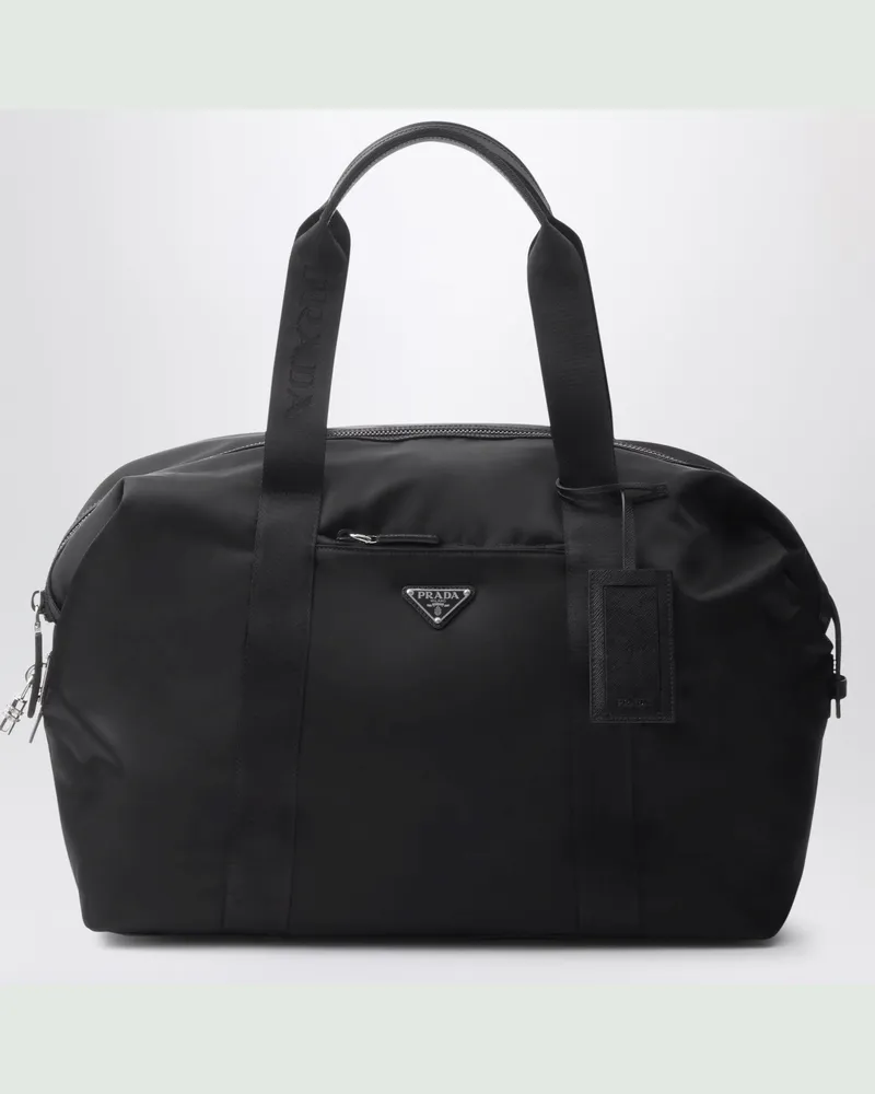 Prada Schwarze Re-Nylon- und Saffiano-Reisetasche Black